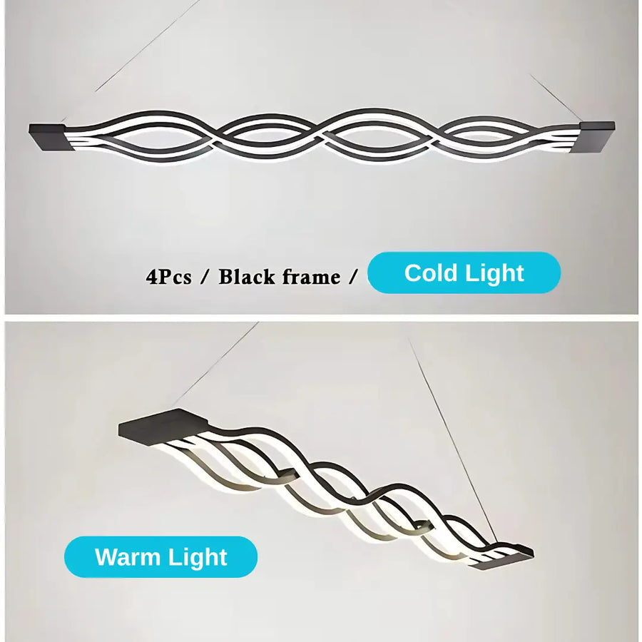 Závesný LED luster s diaľkovým ovládaním WAVE 76W, lineárny, studené/teplé/neutrálne svetlo, stmievateľný, čierny, výškovo nastaviteľný