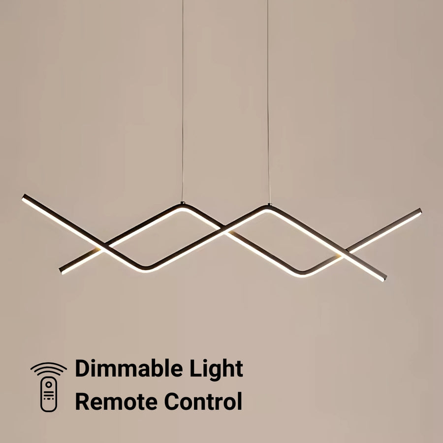 Závesný LED luster s diaľkovým ovládaním ZIGZAG 48W, studené/teplé/neutrálne svetlo, stmievateľné, čierne, výškovo nastaviteľné