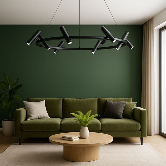 LED luster s diaľkovým ovládaním Harman, 29W, 8 zdrojov, neutrálne svetlo, čierny