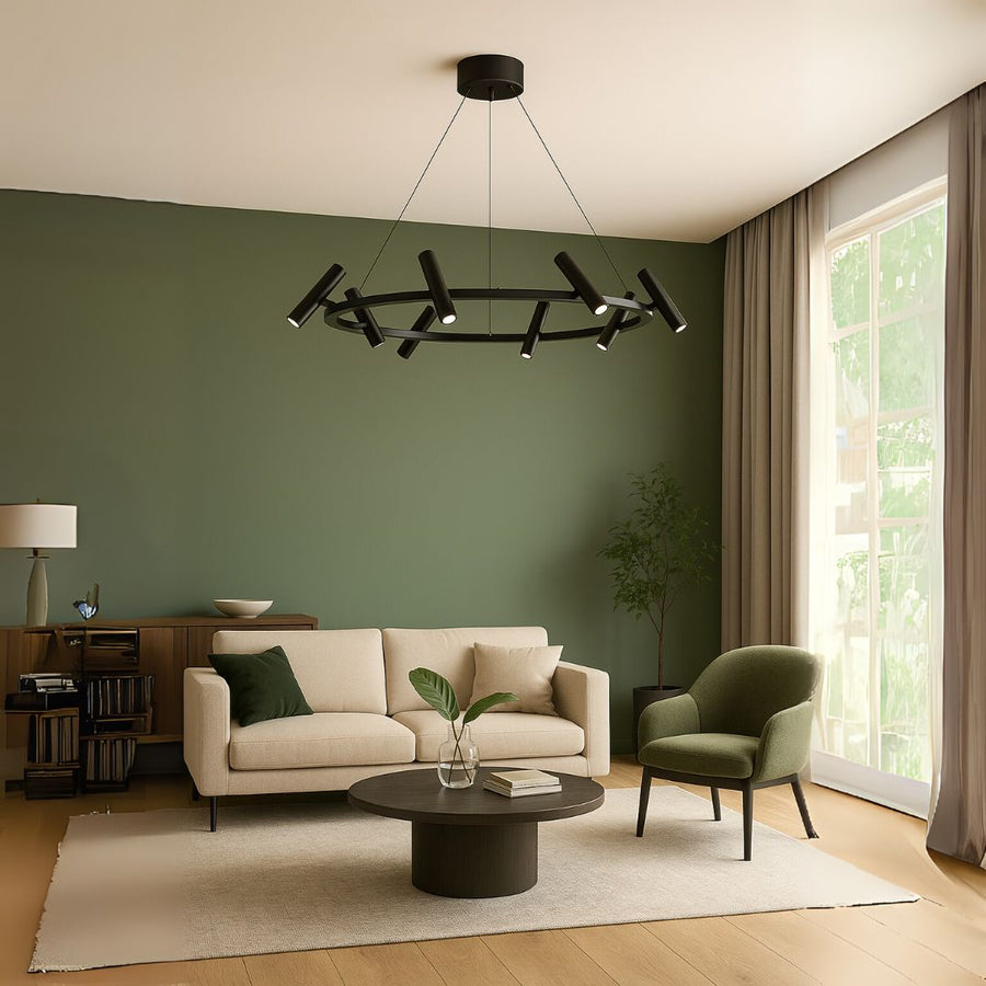 LED luster s diaľkovým ovládaním Harman, 29W, 8 zdrojov, neutrálne svetlo, čierny