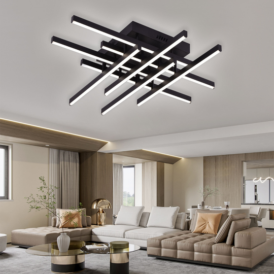 LED luster s diaľkovým ovládaním LINEX, 108W, 8 prvkov, studené/teplé/neutrálne svetlo, stmievateľné, čierne LED luster s diaľkovým ovládaním Predvolený názov Alessandro Design