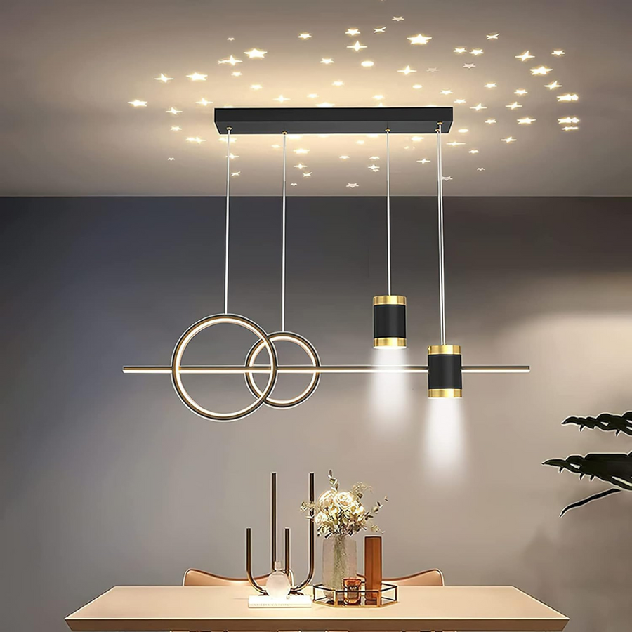 Závesný LED luster s diaľkovým ovládaním PAULINA 74W, studené/teplé/neutrálne svetlo, stmievateľné, čierny, výškovo nastaviteľný