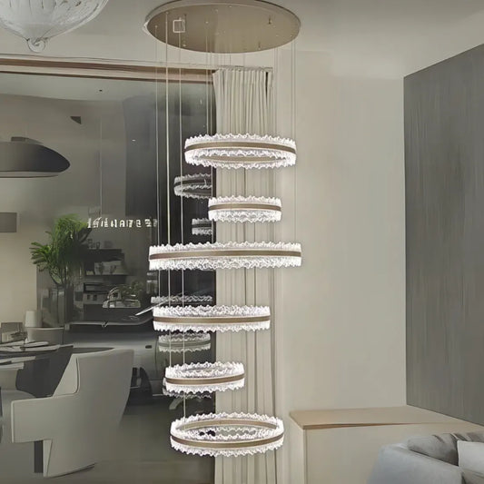 Závesný LED luster s diaľkovým ovládaním PINO 480W, Studené/Teplé/Neutrálne svetlo, Stmievateľné, Nastaviteľná výška, Zlatá