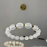 Lustra LED suspendata cu telecomanda FAUSTO II, 43W, lumina Rece/Calda/Neutra, Dimabila,Inaltime Reglabila, Auriu