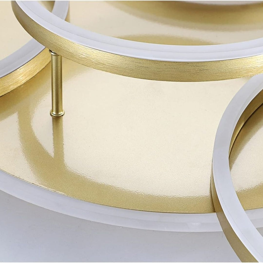 LED luster s diaľkovým ovládaním DARIO, 5 kruhov, 138W, teplé/studené/neutrálne svetlo, stmievateľné, zlaté