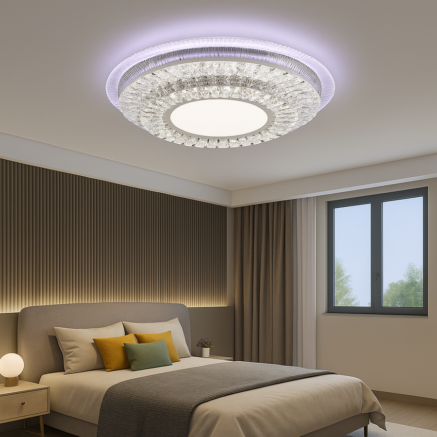 LED luster s diaľkovým ovládačom MIRALUX RGB, 70W, modré/studené/teplé svetlo, stmievateľné, biela