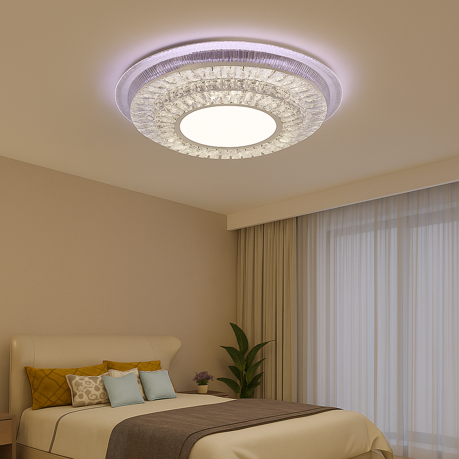 LED luster s diaľkovým ovládačom MIRALUX RGB, 70W, modré/studené/teplé svetlo, stmievateľné, biela