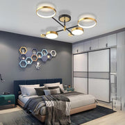 Lustra LED cu Telecomanda MARIA, 4 Elemente, 44W, Lumina Calda/Rece/Neutra, Dimabila, Auriu