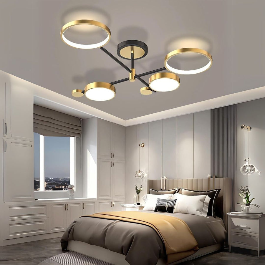 LED luster s diaľkovým ovládaním MARIA, 4 prvky, 44W, teplé/studené/neutrálne svetlo, stmievateľné, zlaté