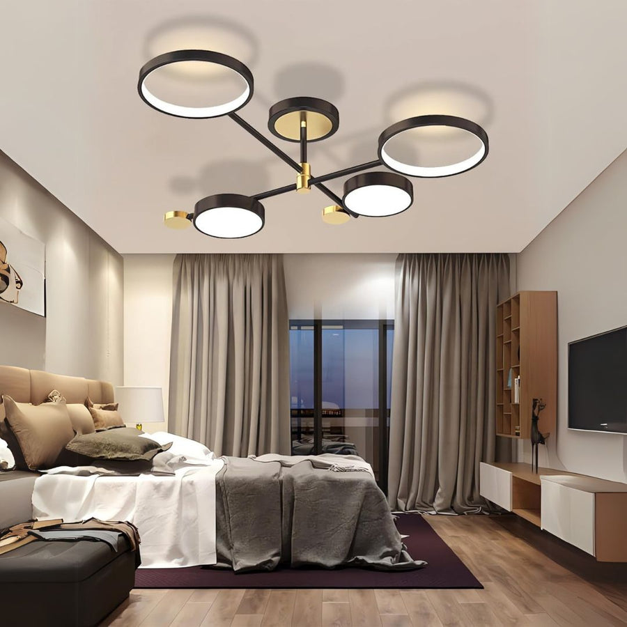 LED luster s diaľkovým ovládaním MARIA, 45W, 4 prvky, teplé/studené/neutrálne svetlo, stmievateľné, čierny