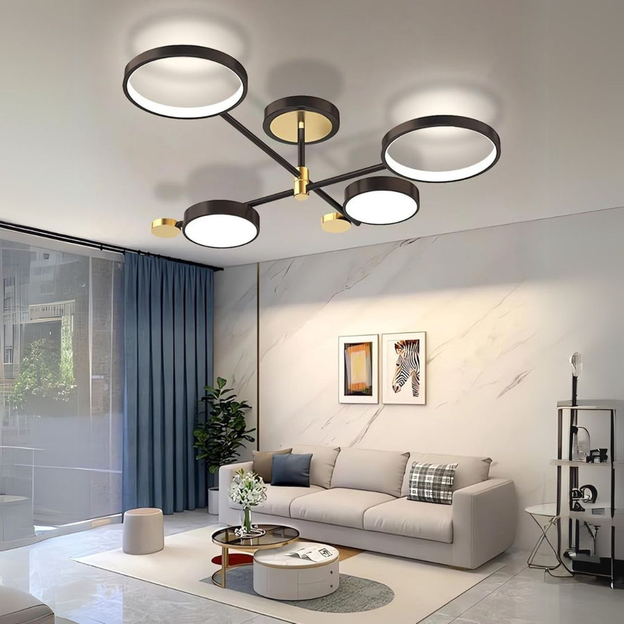 LED luster s diaľkovým ovládaním MARIA, 45W, 4 prvky, teplé/studené/neutrálne svetlo, stmievateľné, čierny