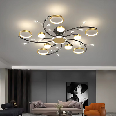 KARINA LED luster s diaľkovým ovládaním, 68W, 10 prvkov, teplé/studené/neutrálne svetlo, stmievateľné, zlaté