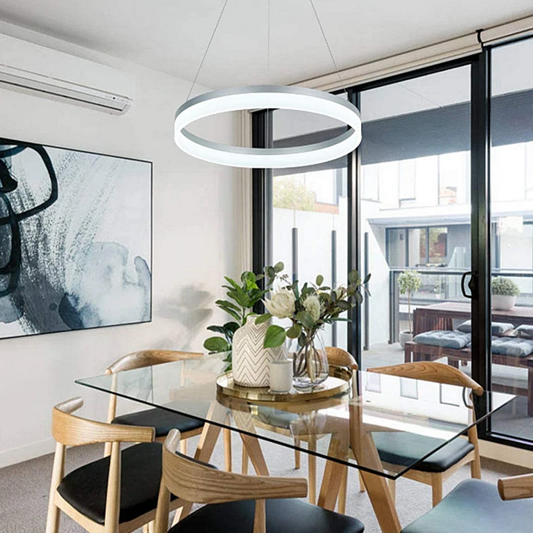 LED luster s diaľkovým ovládaním ANINA 33W, studené/teplé/neutrálne svetlo, stmievateľné, biele, výškovo nastaviteľné