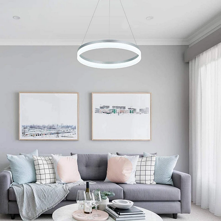 LED luster s diaľkovým ovládaním ANINA 33W, studené/teplé/neutrálne svetlo, stmievateľné, biele, výškovo nastaviteľné