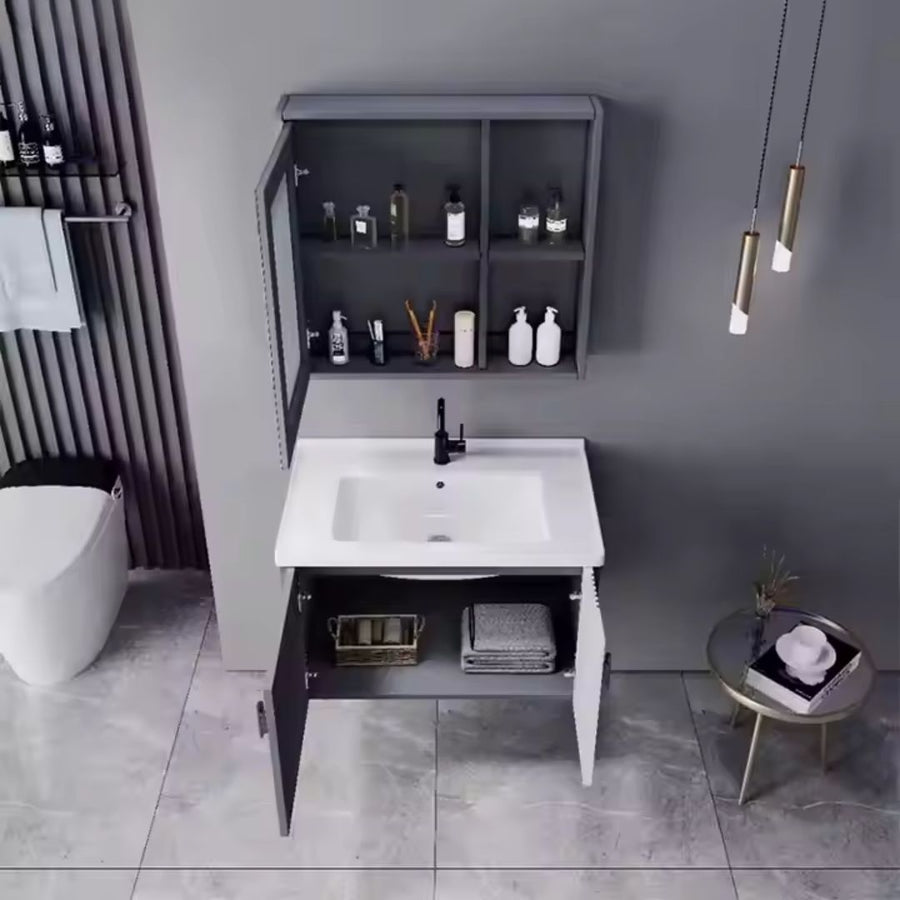 Súprava kúpeľňového nábytku MYKONOS, 80x40cm, 2 kusy, sivá a biela