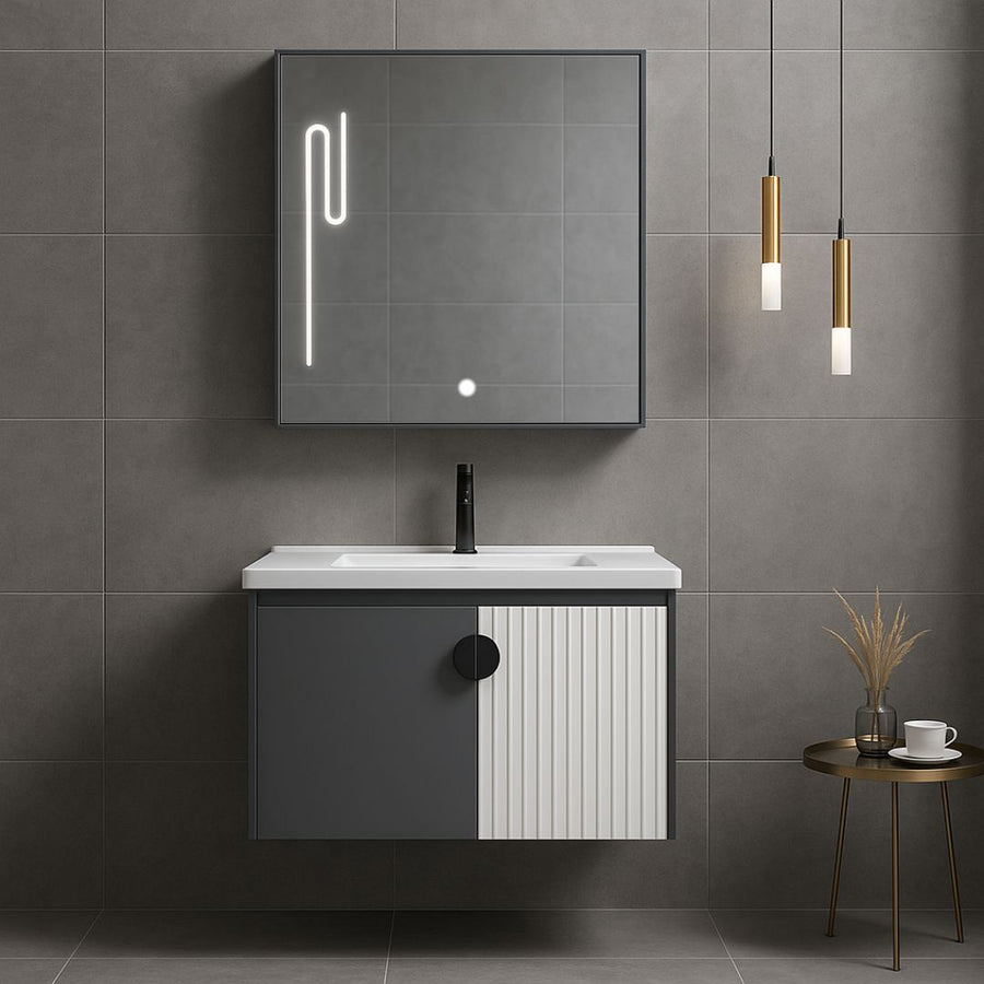 MYKONOS Súprava kúpeľňového nábytku, 60x40cm, 2 kusy, sivá a biela