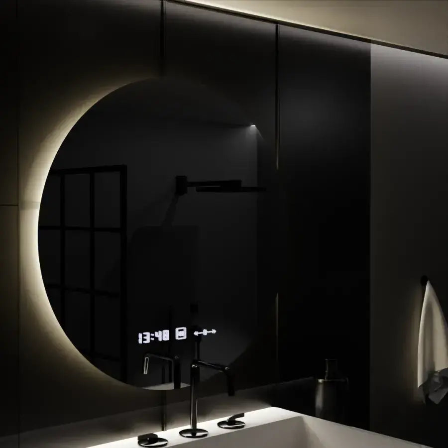 70 cm okrúhle LED zrkadlo serenit Motionglow MARCLELL SMEABLE CLOCK DEFRAMENT A SMOLNÝ TERMOMEMOMOMOMOMOMEMOR