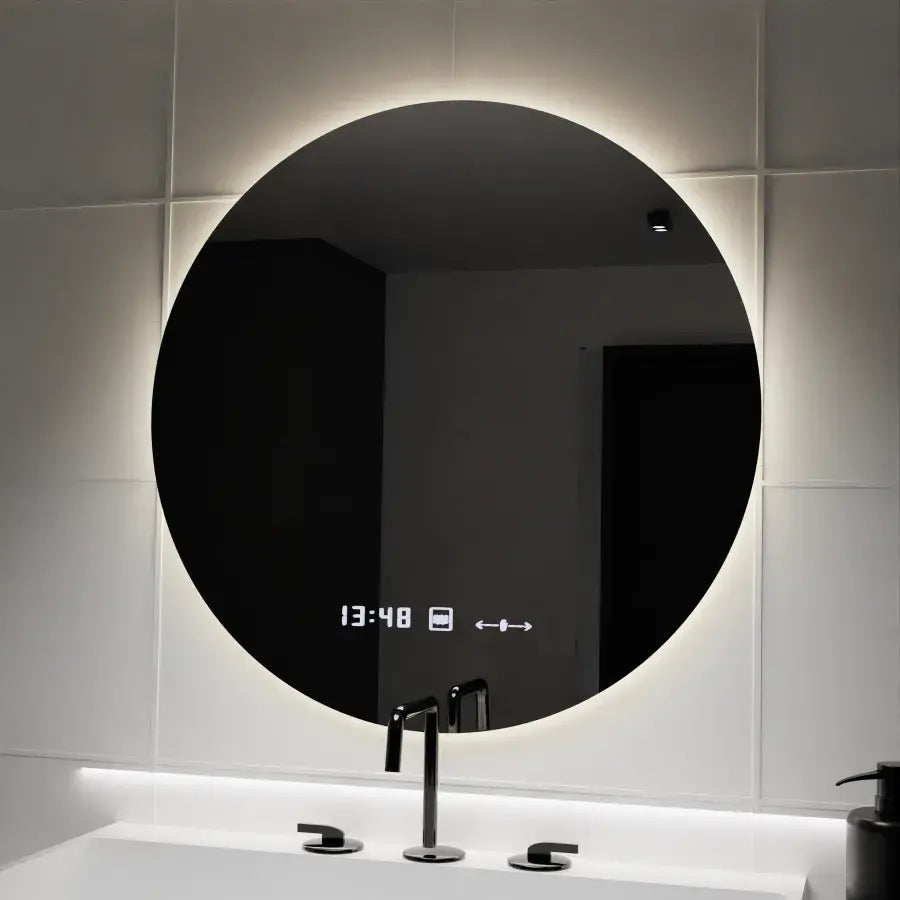 70 cm okrúhle LED zrkadlo serenit Motionglow MARCLELL SMEABLE CLOCK DEFRAMENT A SMOLNÝ TERMOMEMOMOMOMOMOMEMOR