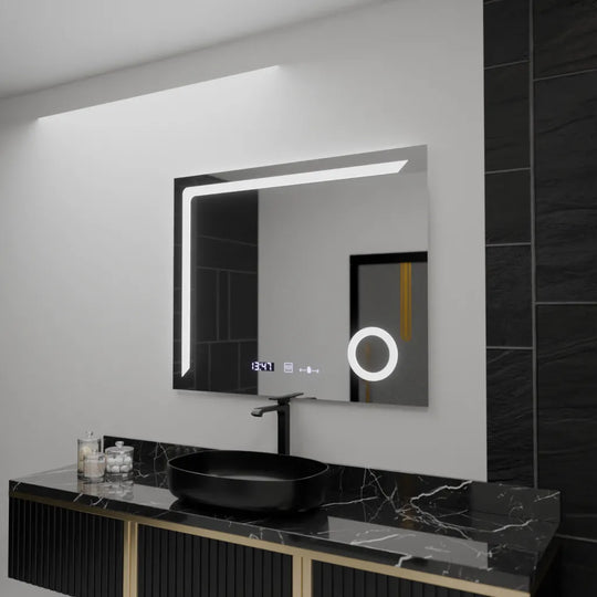Obdĺžnikové LED zrkadlo, 100x80cm, Precision MotionGlow Marcello, Systém odhmlievania, Hodiny & Teplomer, Kozmetická lupa, Stmievateľné zrkadlá Marcello Predvolený názov Alessandro Design