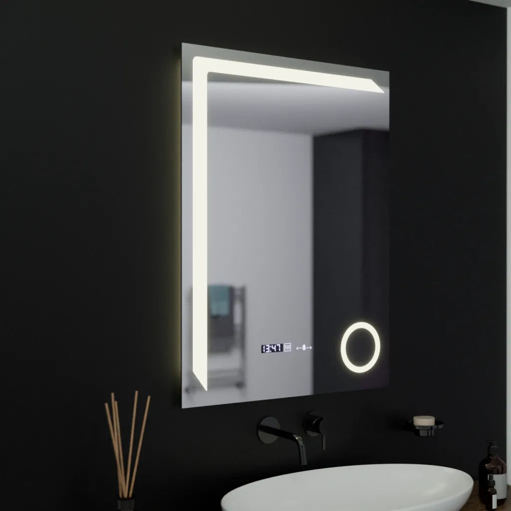 Zrkadlo LED obdĺžnikový 60x80cm Presnosť Motionglow Marcello System System Distivities a teplomer kaimimického skla