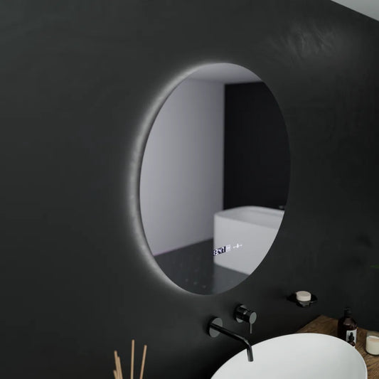 LED okrúhle zrkadlo, 60 cm, Serenite MotionGlow Marcello, Demister System, hodiny a teplomer, stmievateľné