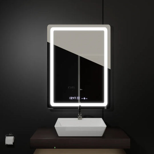 Obdĺžnikové LED zrkadlo, 60x80 cm, senzor Wizz MotionGlow Marcello, systém odhmlievania, hodiny a teplomer, stmievateľné zrkadlá Marcello Predvolený názov Alessandro Design