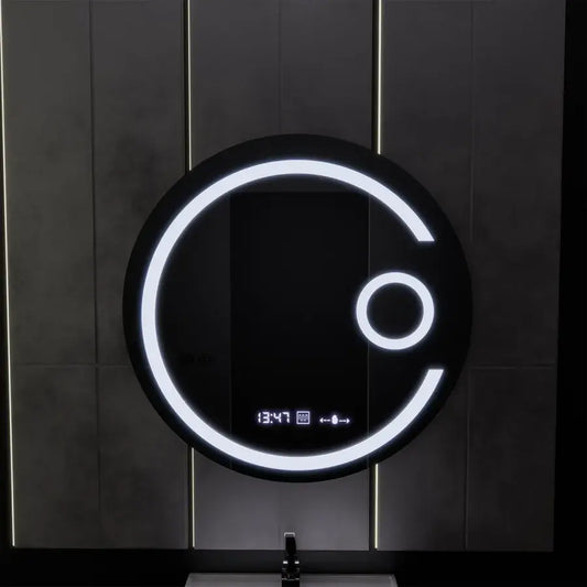 LED okrúhle zrkadlo, 60 cm, Visio MotionGlow Marcello, Demister System, Hodiny & Teplomer, Kozmetická lupa, Stmievateľné