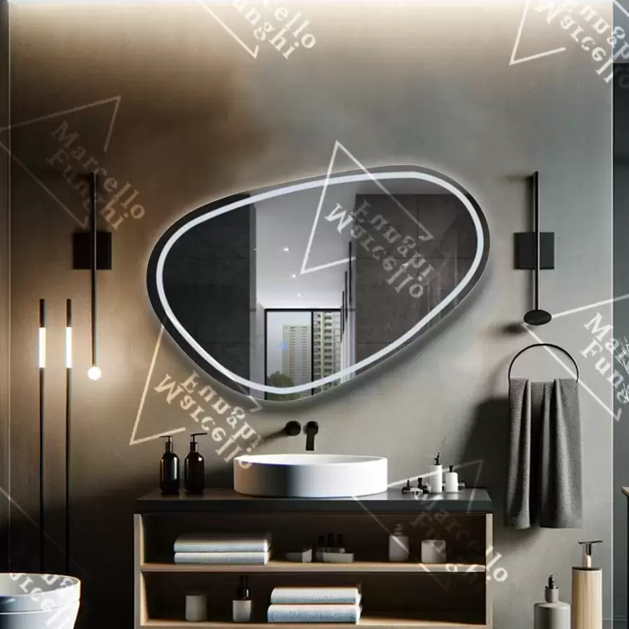 LED zrkadlo, 80x45cm, Disegno Touch Marcello, Demister System, Stmievateľné