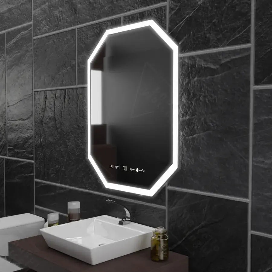 Zrkadlový LED mnohouholník 60x80cm Ralya Sensor Motionglow System Systémové postihnutia a teplomer smiešne