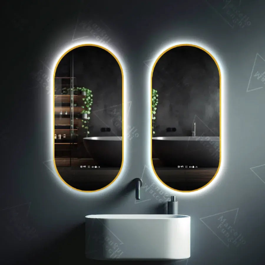 60x80cm oválne LED zrkadlo vracia systém Marcello Systém SMEABLE CLOCKOVÝ SYSTÉM