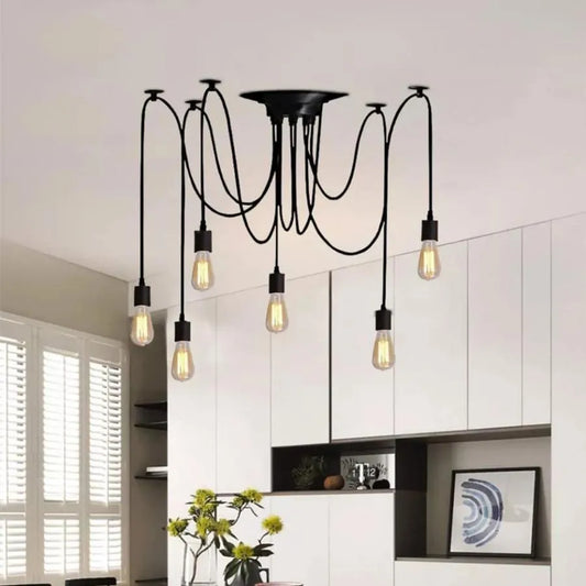 Pavúk kyvadlo 6*e27, čierny, kov