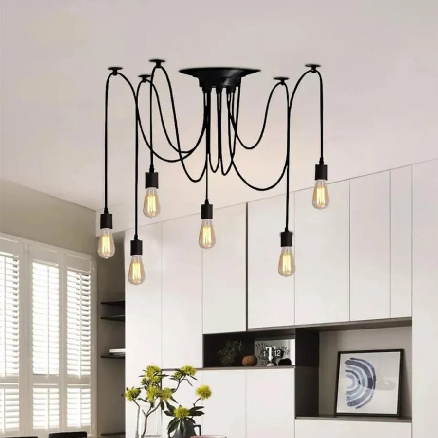 Pavúk kyvadlo 6*e27, čierny, kov