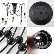 Pavúk kyvadlo 6*e27, čierny, kov