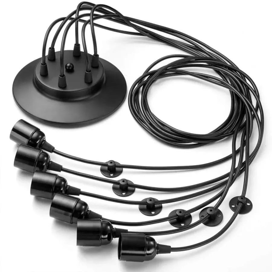 Pavúk kyvadlo 6*e27, čierny, kov