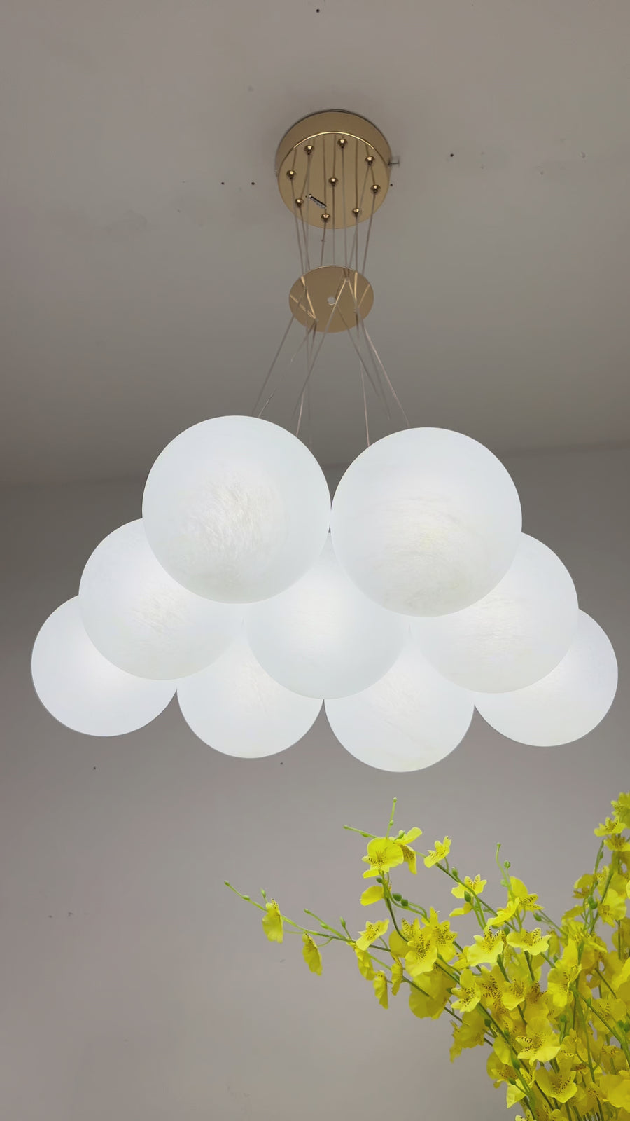 MODERNÝ luster, Kyvadlový typ, LOFT Bagliore, Globe, 9xE27, Nastaviteľná výška, Zlatý