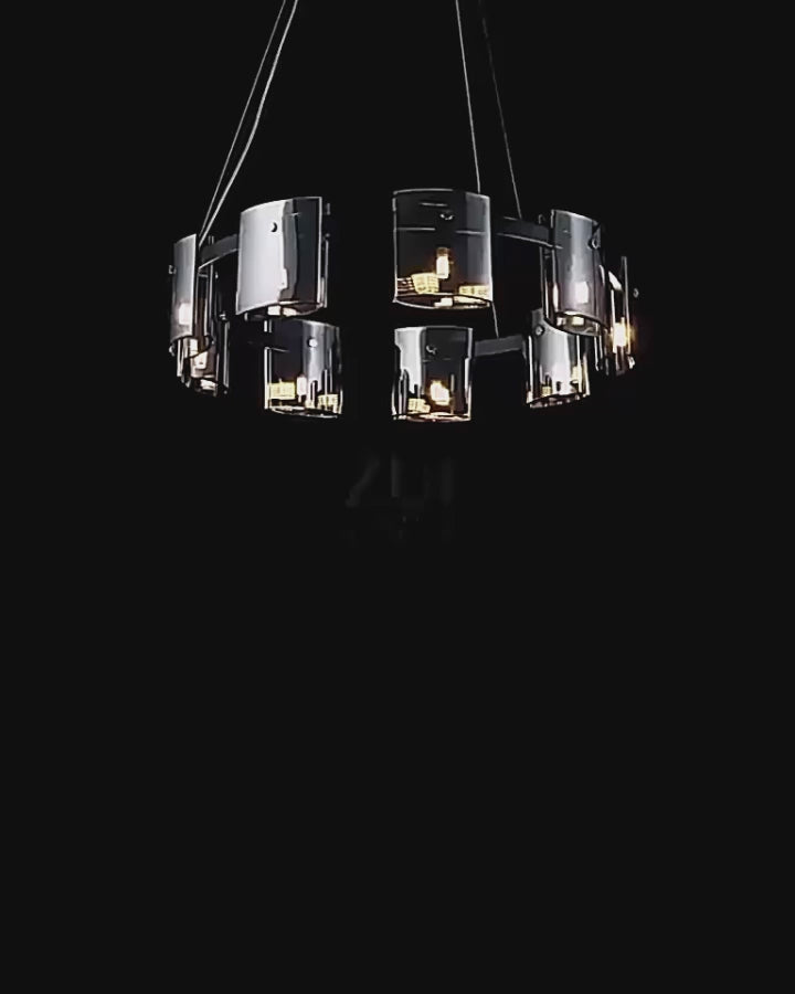 Moderný luster, Valmontreux Largo, 8xG9, Priemer 80cm, Čierny, Nastaviteľná výška