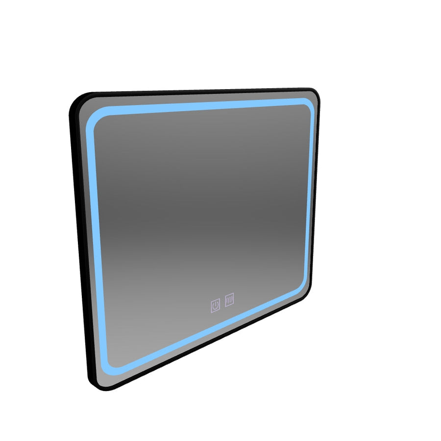 Obdĺžnikové LED zrkadlo 80x60cm – Edge LUMINOUS Touch De-fogging System, čierny rám