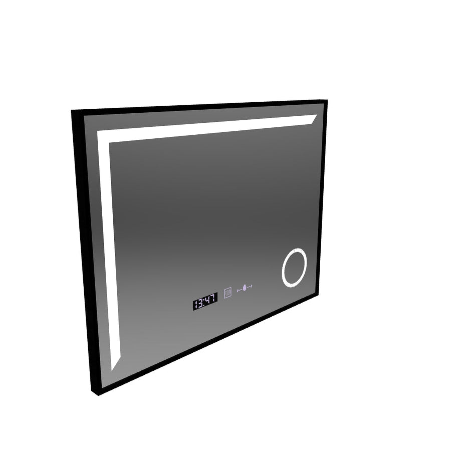 LED zrkadlo Francesca MotionGlow Snímač 80x60 cm Teplé/studené/Neutrálne svetlo Stmievateľný rám Čierny kartáčovaný systém odhmlievania Teplomer Hodiny Marcello Funghi Collection