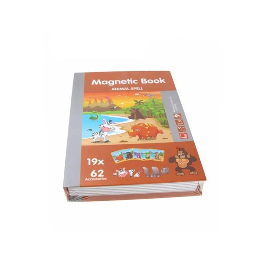 Kniha typu puzzle magnetická kniha Vraja Salt Animals, 62 kusov a 19 kariet, viacfarebné