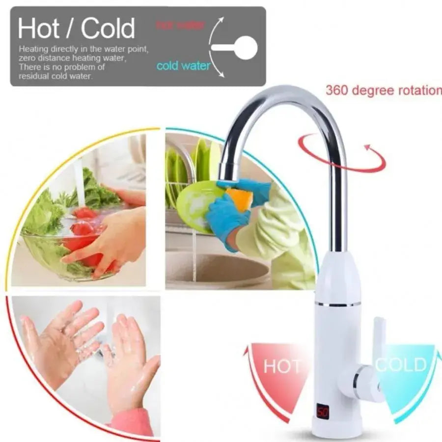 Okamžitý elektrický kohútik pre horúcu vodu, LCD displej, biely, LZ-501X