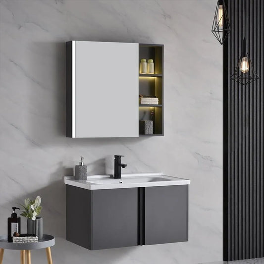 Kúpeľňový nábytok sada 81x48cm 3 šedé kusy