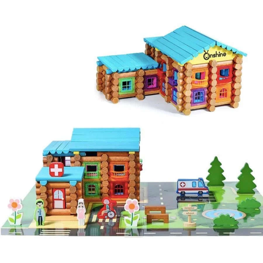 Nemocnica typu puzzle, 240 kusov, viacfarebné, drevo