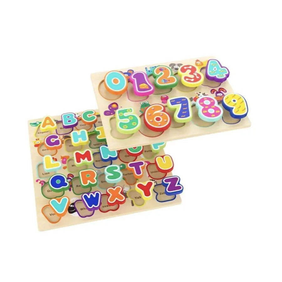 Tabuľka s viacfarebnými zvieratami a číslami, 11 kusov, drevo