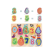 Tabuľka s viacfarebnými zvieratami a číslami, 11 kusov, drevo