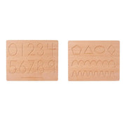 Dvojitý vzdelávací stôl s geometrickými číslami a tvarmi, 2 kusy, drevo