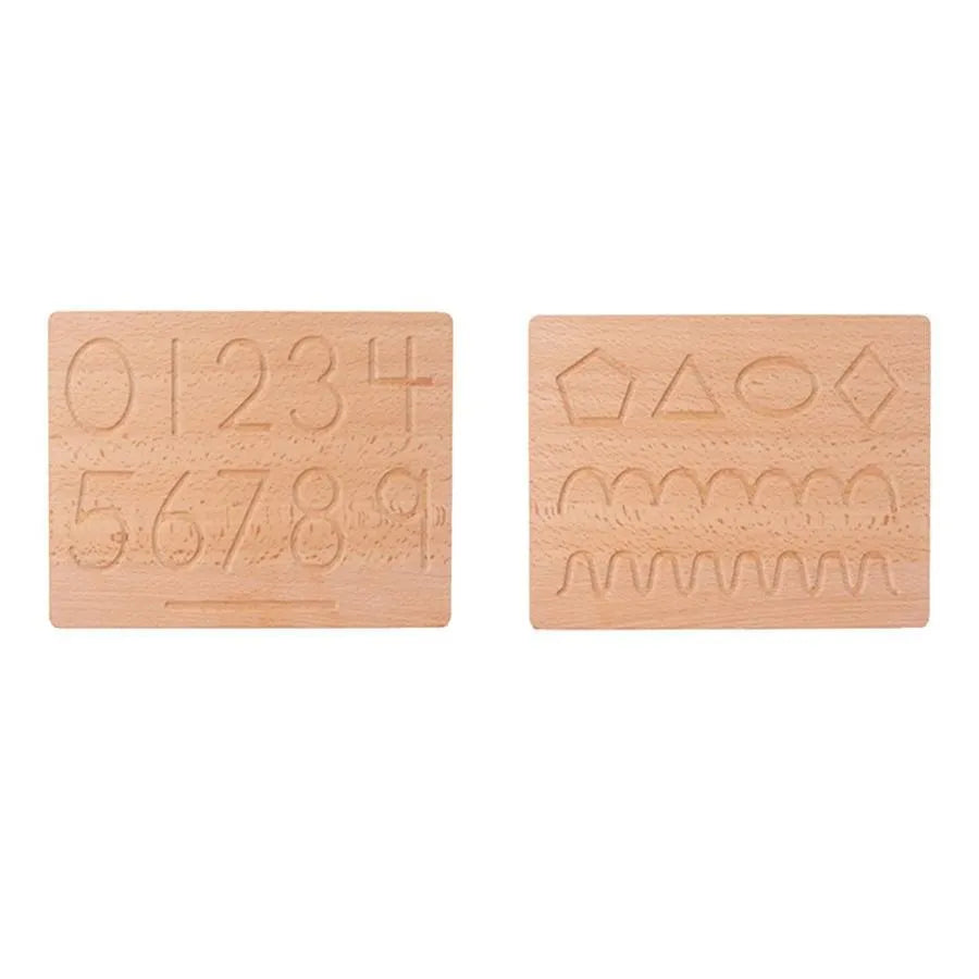 Dvojitý vzdelávací stôl s geometrickými číslami a tvarmi, 2 kusy, drevo