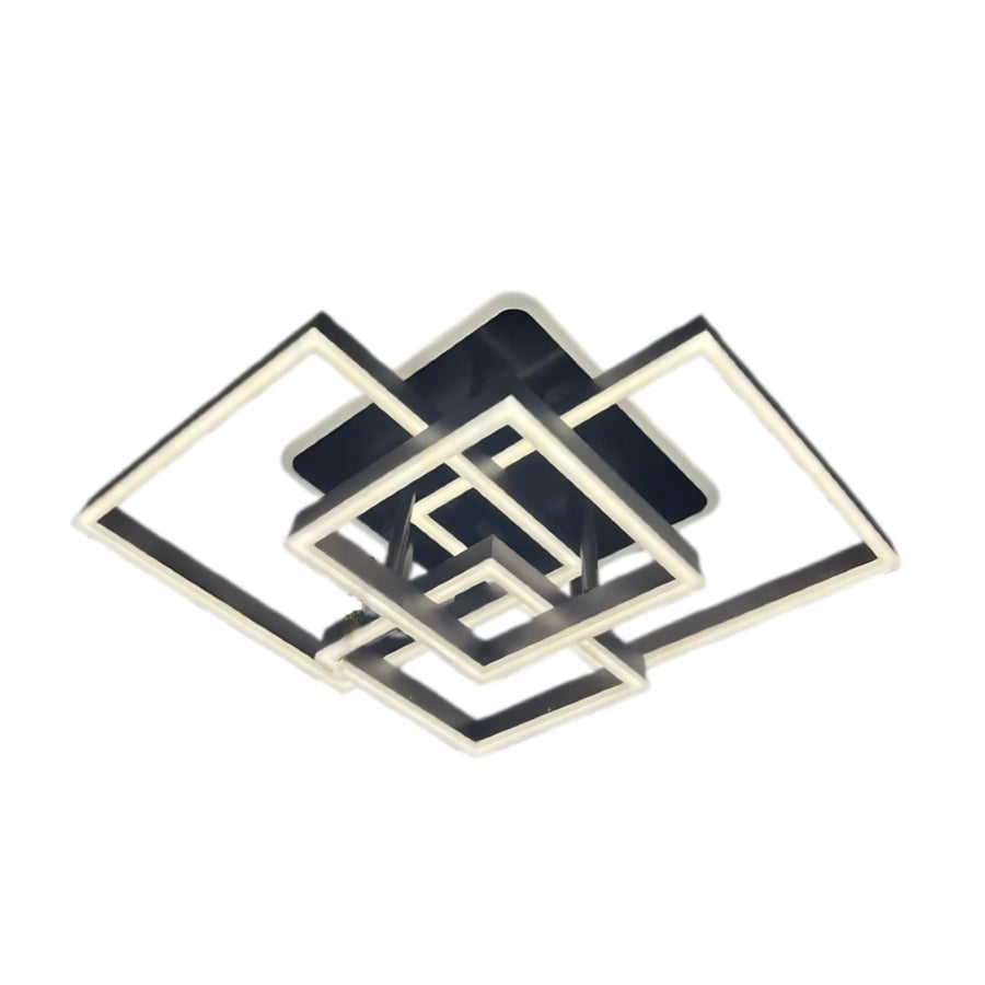 LED luster s diaľkovým ovládaním EMMA 190W, 4 štvorce, studené/teplé/neutrálne svetlo, stmievateľné, čierny