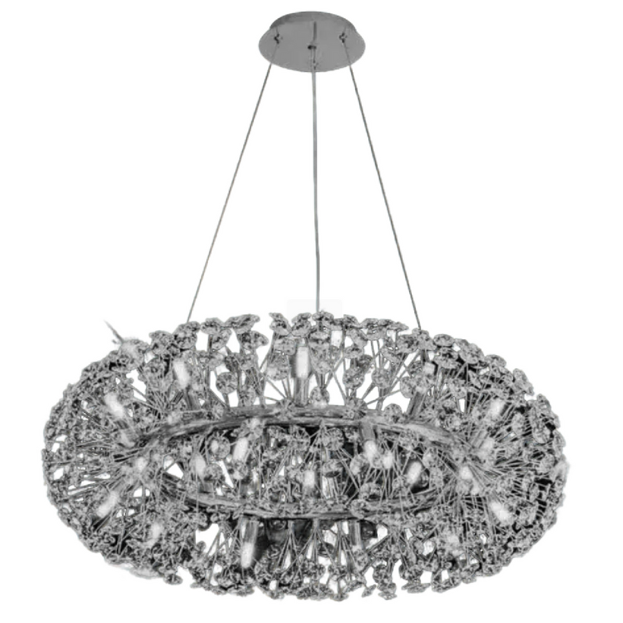 Krištáľový luster SEGOVIA Magno 10x E14, Priemer 60cm, Lesklý strieborný, Nastaviteľná výška