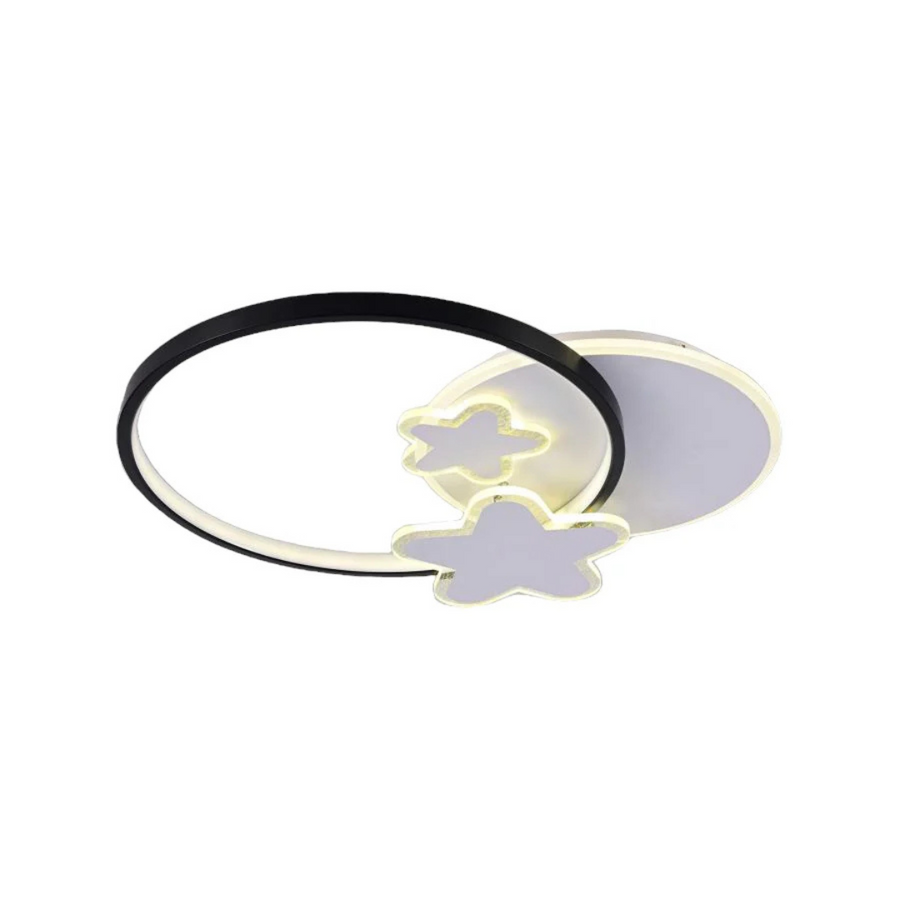 LED luster s diaľkovým ovládaním SANDRINA 106W, hviezda, studené/teplé/neutrálne svetlo, stmievateľné, čierna biela