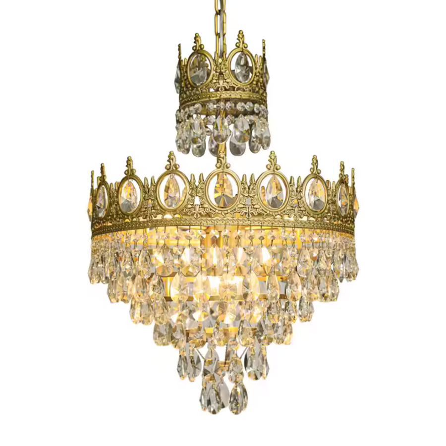 Krištáľový luster REGALITE Petito, 3XE14, Priemer 25cm, Lesklý zlatý, Nastaviteľná výška